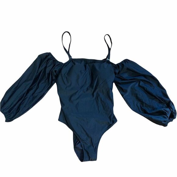 𝅺nwot Eloquii Puff Sleeve Off Shoulder Swimsuit - Picture 6 of 9